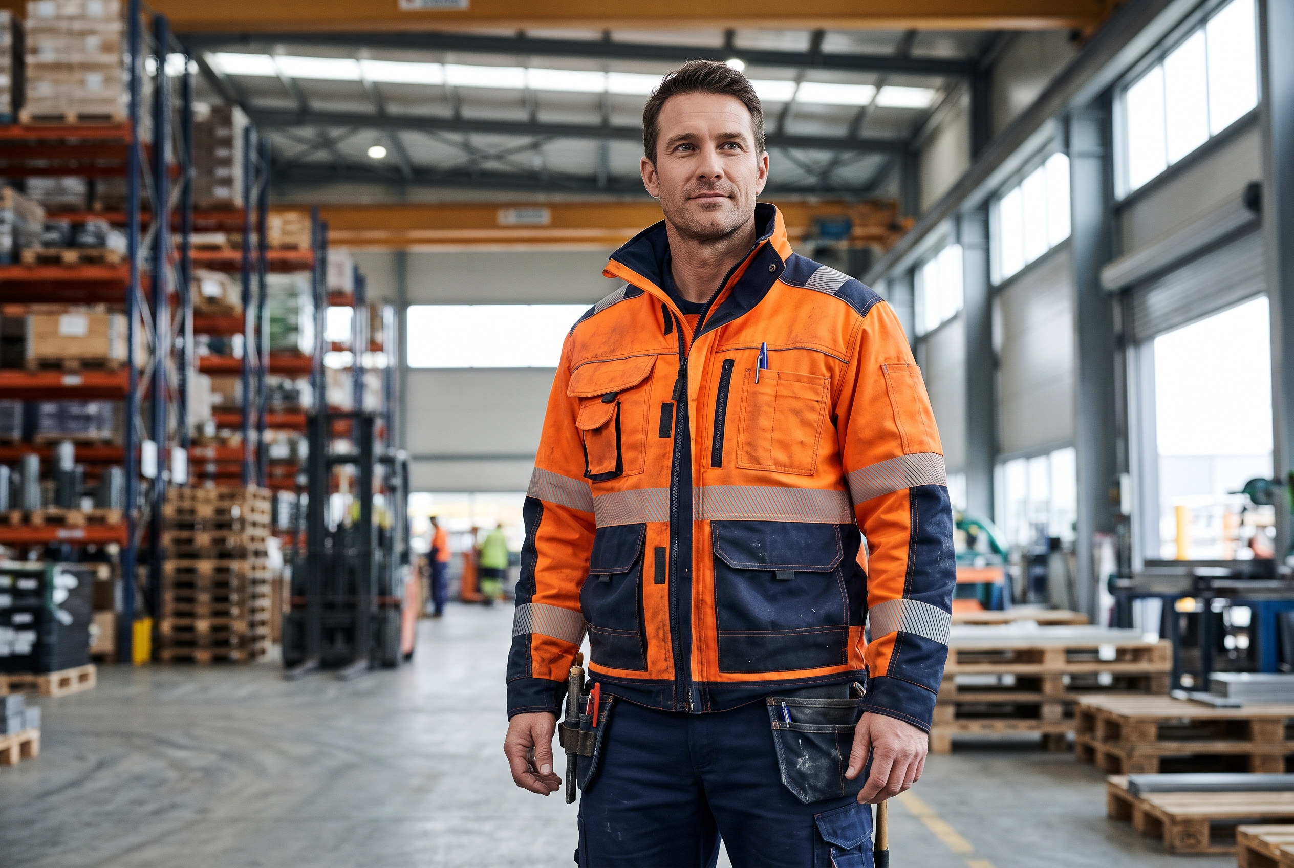Pracownik w odzieży roboczej Snickers Workwear w magazynie